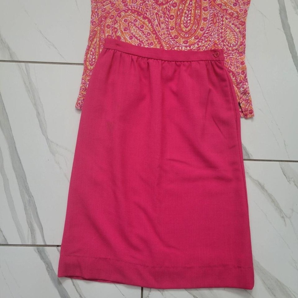Vintage 90s y2k coconut girl barbiecore hot pink midi pencil skirt M
